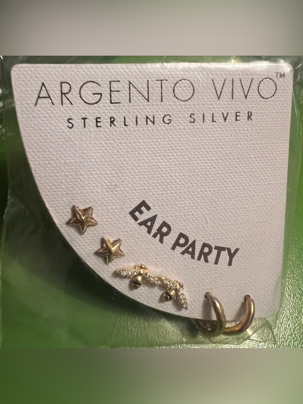 Earrings Stars Bees Hoops dainty sterling silver gold vermeil ARGENTO VIVO set 3